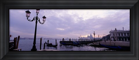 Framed Gondolas in canal with a church in the background, Sana Maria Della Salute, Grand Canal, Venice, Italy Print