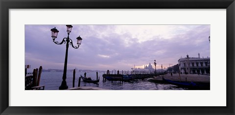 Framed Gondolas in canal with a church in the background, Sana Maria Della Salute, Grand Canal, Venice, Italy Print
