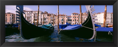 Framed Close-Up of Gondolas, Grand Canal, Venice, Italy Print