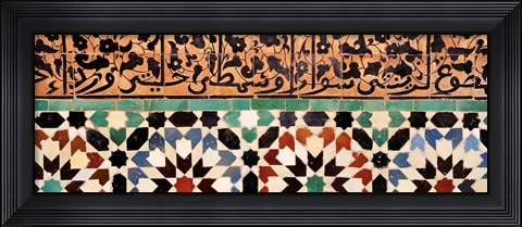 Framed Close-up of design on a wall, Ben Youssef Medrassa, Marrakesh, Morocco Print