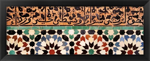 Framed Close-up of design on a wall, Ben Youssef Medrassa, Marrakesh, Morocco Print