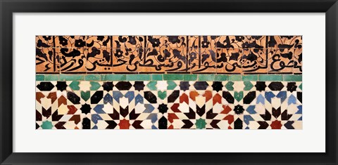 Framed Close-up of design on a wall, Ben Youssef Medrassa, Marrakesh, Morocco Print