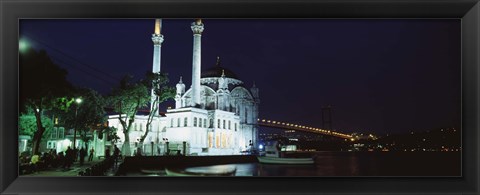 Framed Ortakoy Mosque at night, Bosphorus Bridge, Istanbul, Turkey Print