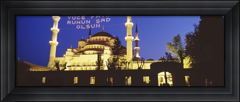 Framed Blue Mosque at night, Istanbul, Turkey Print