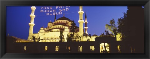 Framed Blue Mosque at night, Istanbul, Turkey Print