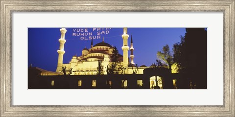 Framed Blue Mosque at night, Istanbul, Turkey Print