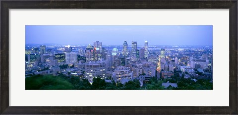 Framed Cityscape at dusk, Montreal, Quebec, Canada Print