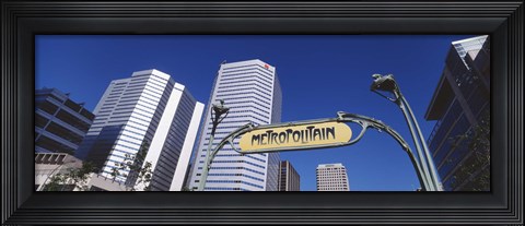 Framed Low angle view of buildings, Cite Internationale Square, Montreal, Quebec, Canada Print