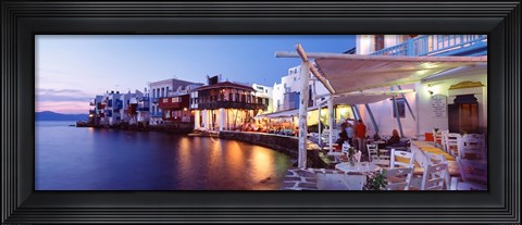 Framed Waterfront View of Mykonos, Greece Print