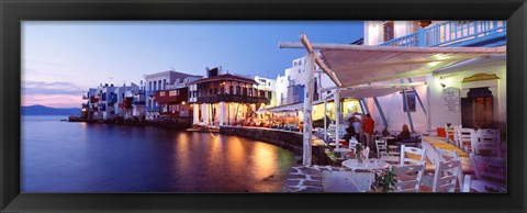 Framed Waterfront View of Mykonos, Greece Print