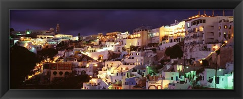 Framed Town at night, Santorini, Greece Print