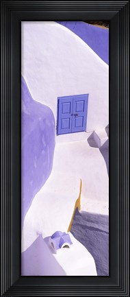 Framed Blue door, Santorini, Greece Print