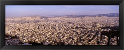 Framed Aerial view of a city, Athens, Greece Print