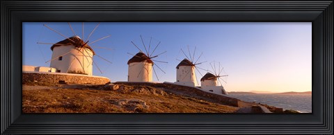 Framed Low angle view of traditional windmills, Mykonos, Cyclades Islands, Greece Print