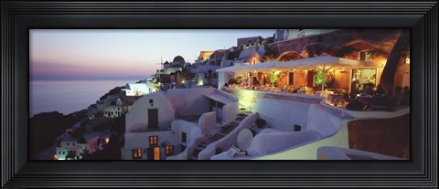 Framed Terrace overlooking the Caldera, Santorini, Greece Print