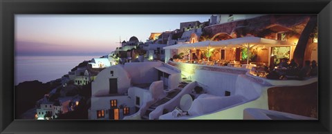 Framed Terrace overlooking the Caldera, Santorini, Greece Print