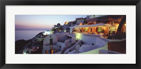 Framed Terrace overlooking the Caldera, Santorini, Greece Print