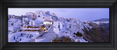 Framed White washed buildings, Santorini, Greece Print