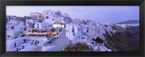 Framed White washed buildings, Santorini, Greece Print