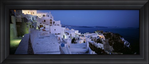 Framed Terrace of the buildings, Santorini, Cyclades Islands, Greece Print