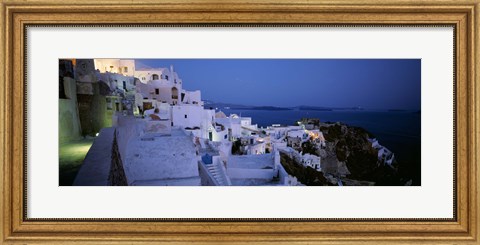 Framed Terrace of the buildings, Santorini, Cyclades Islands, Greece Print