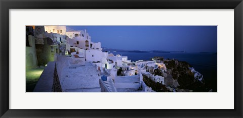 Framed Terrace of the buildings, Santorini, Cyclades Islands, Greece Print