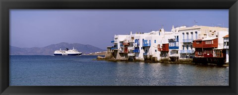 Framed Buildings at the waterfront, Mykonos, Cyclades Islands, Greece Print