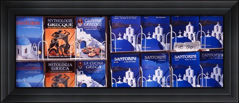 Framed Travel Guides, Santorini, Greece Print