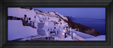 Framed Buildings in a city at dusk, Santorini, Cyclades Islands, Greece Print