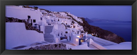 Framed Buildings in a city at dusk, Santorini, Cyclades Islands, Greece Print