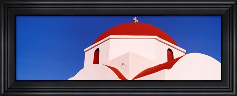 Framed Church with red dome, Mykonos, Cyclades Islands, Greece Print
