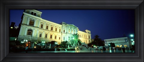 Framed Town square, Syros, Cyclades Islands, Greece Print