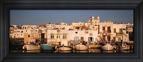 Framed Boats at the waterfront, Paros, Cyclades Islands, Greece Print