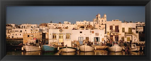 Framed Boats at the waterfront, Paros, Cyclades Islands, Greece Print