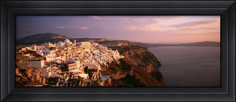 Framed Aerial view of town, Santorini, Greece Print
