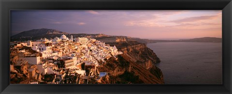 Framed Aerial view of town, Santorini, Greece Print