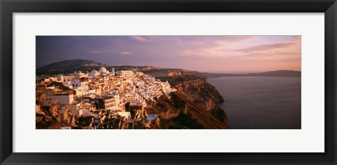 Framed Aerial view of town, Santorini, Greece Print