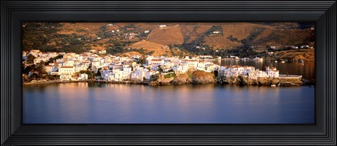 Framed Buildings at the waterfront, Andros, Cyclades Islands, Greece Print