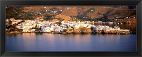 Framed Buildings at the waterfront, Andros, Cyclades Islands, Greece Print