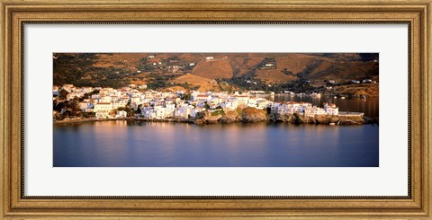 Framed Buildings at the waterfront, Andros, Cyclades Islands, Greece Print