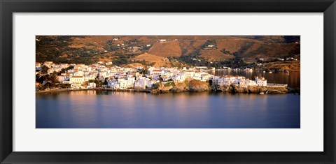Framed Buildings at the waterfront, Andros, Cyclades Islands, Greece Print