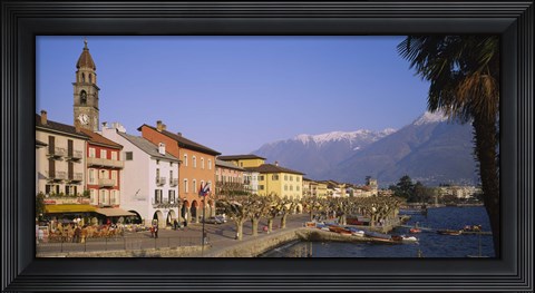 Framed Buildings at the waterfront, Lake Maggiore, Ascona, Switzerland Print