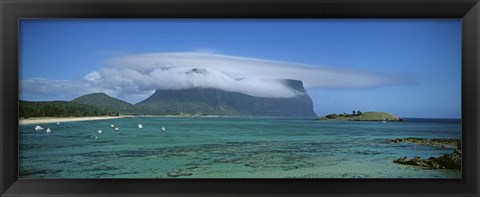 Framed Boats Floating In The Sea, Lord Howe Island, New South Wales, United Kingdom, Australia Print