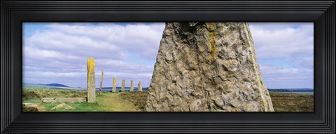 Framed Ring Of Brodgar with view of a loch, Orkney Islands, Scotland, United Kingdom Print