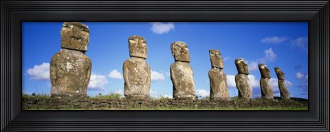 Framed Row of Stone Heads, Easter Islands, Chile Print