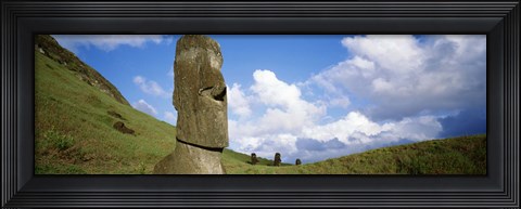 Framed Stone Heads with Clouds, Easter Islands, Chile Print