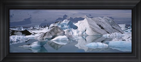 Framed Glacier Floating On Water, Vatnajokull Glacier, Iceland Print