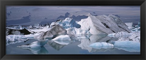 Framed Glacier Floating On Water, Vatnajokull Glacier, Iceland Print