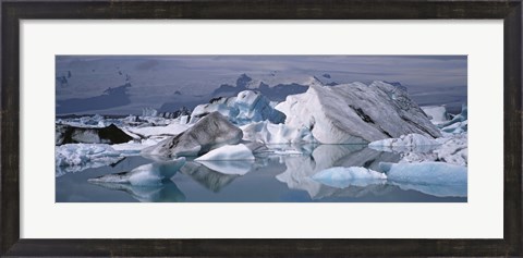 Framed Glacier Floating On Water, Vatnajokull Glacier, Iceland Print