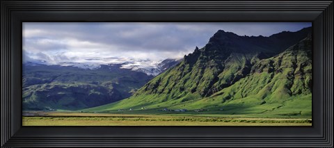 Framed View Of Farm And Cliff In The South Coast, Sheer Basalt Cliffs, South Coast, Iceland Print